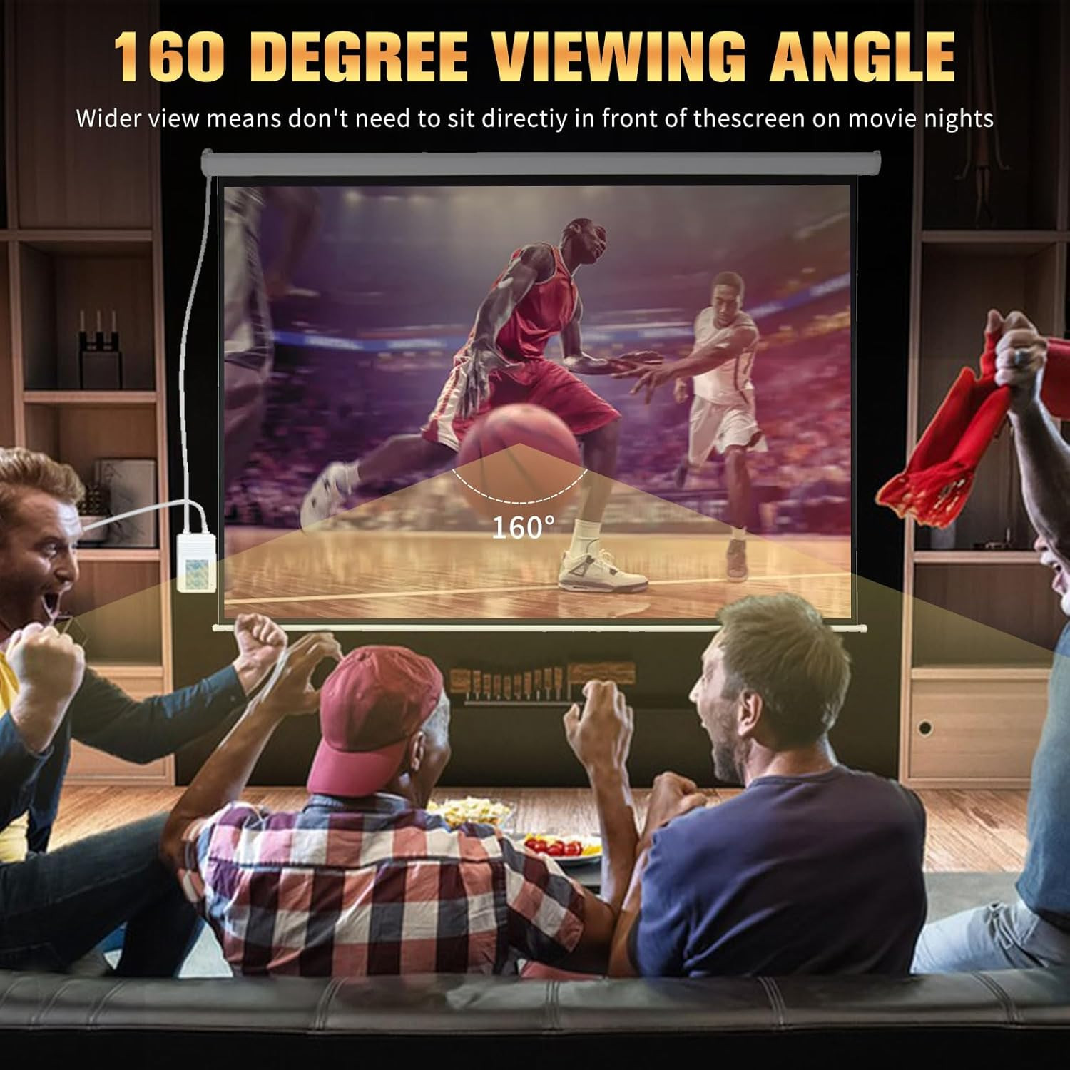 72-Inch Electric Projector Screen 4K HD Motorized Drop-Down with Remote