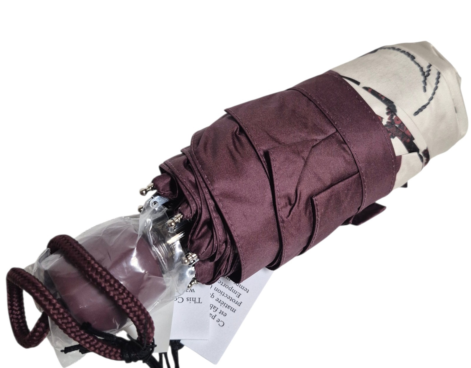 Coach UV Protection Mini Umbrella with Cherry Print Silver Chalk Multi CDF36 NWT
