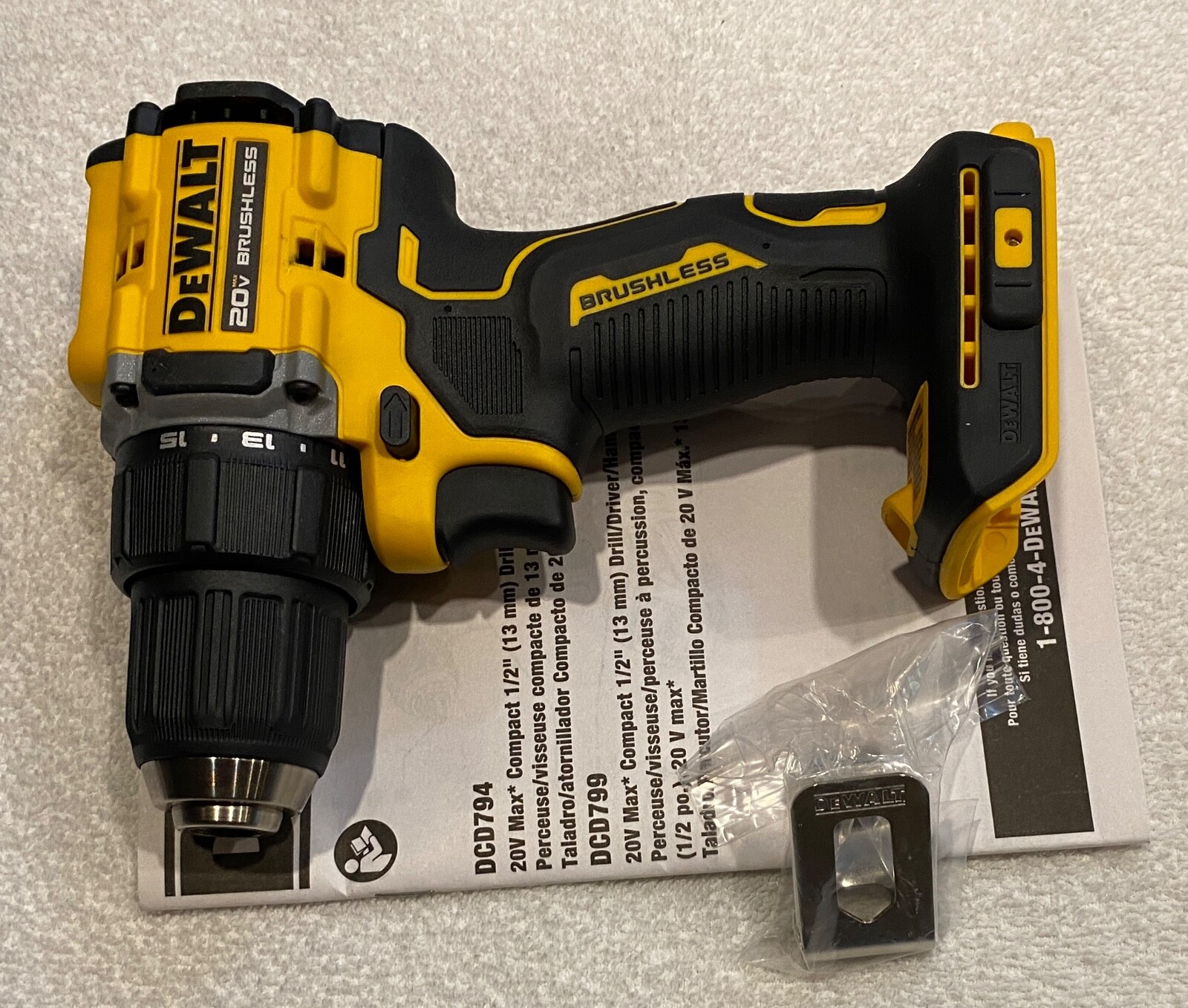 New Dewalt DCD794B 20V Max 1/2" Atomic Compact 2 Speed Brushless Drill Driver
