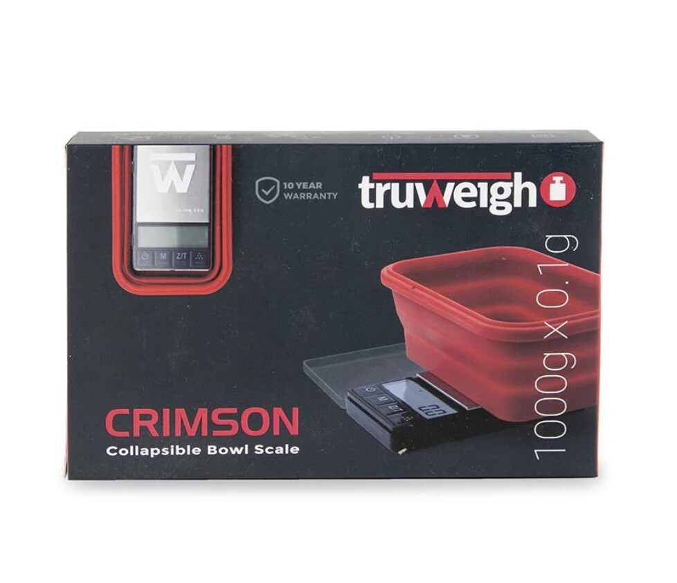 TRUWEIGH CRIMSON SCALE COLLAPSIBLE BOWL 1000G X 0.1G / BLACK / RED BOWL