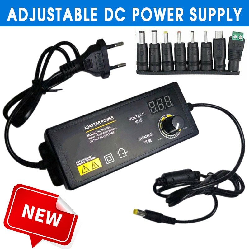 Adjustable Voltage Power Supply 3-24V w/ LCD Display AC / DC Switch Adapter US