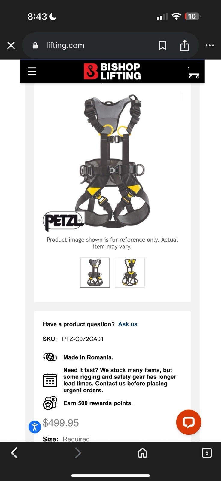 *** Reduced Price *** Petzl VOLT Full Body Fall Arrest Harness