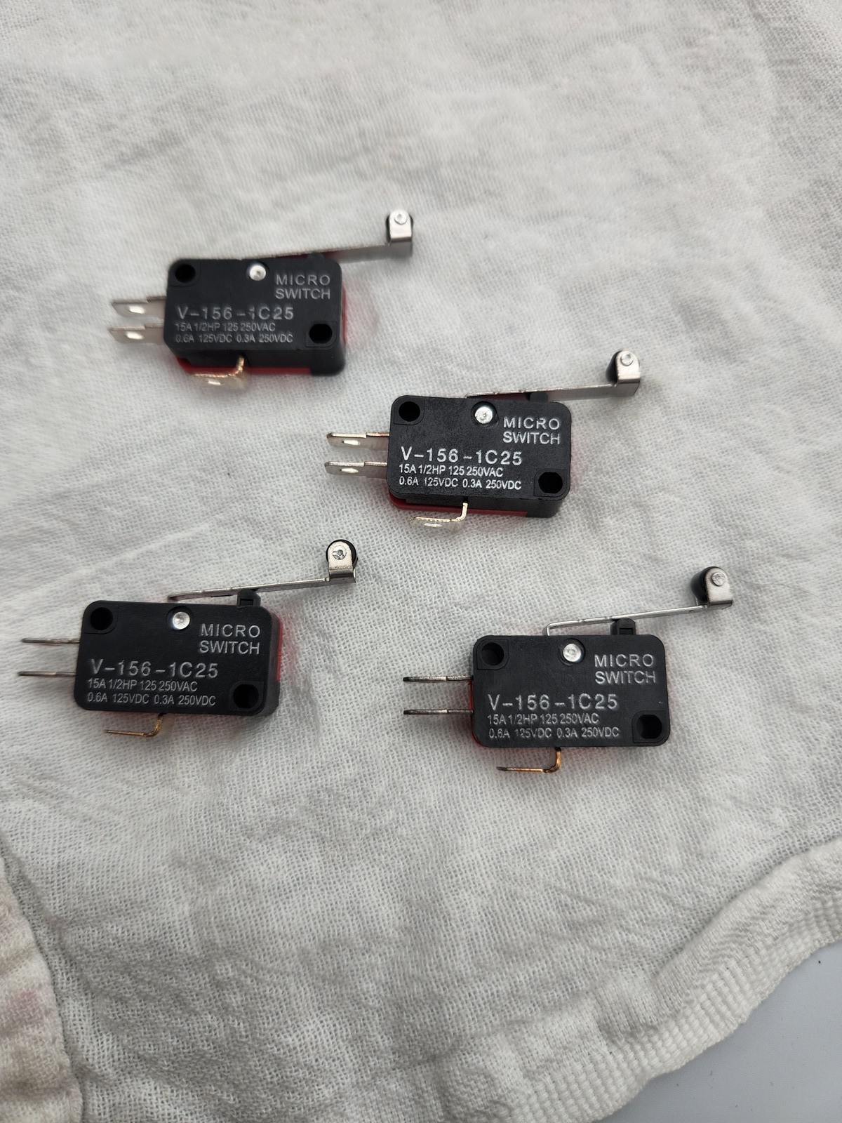 4x V-156-1C25 Microswitch Snap Limit Switch SPDT Lever Roller 15A 250VAC P6