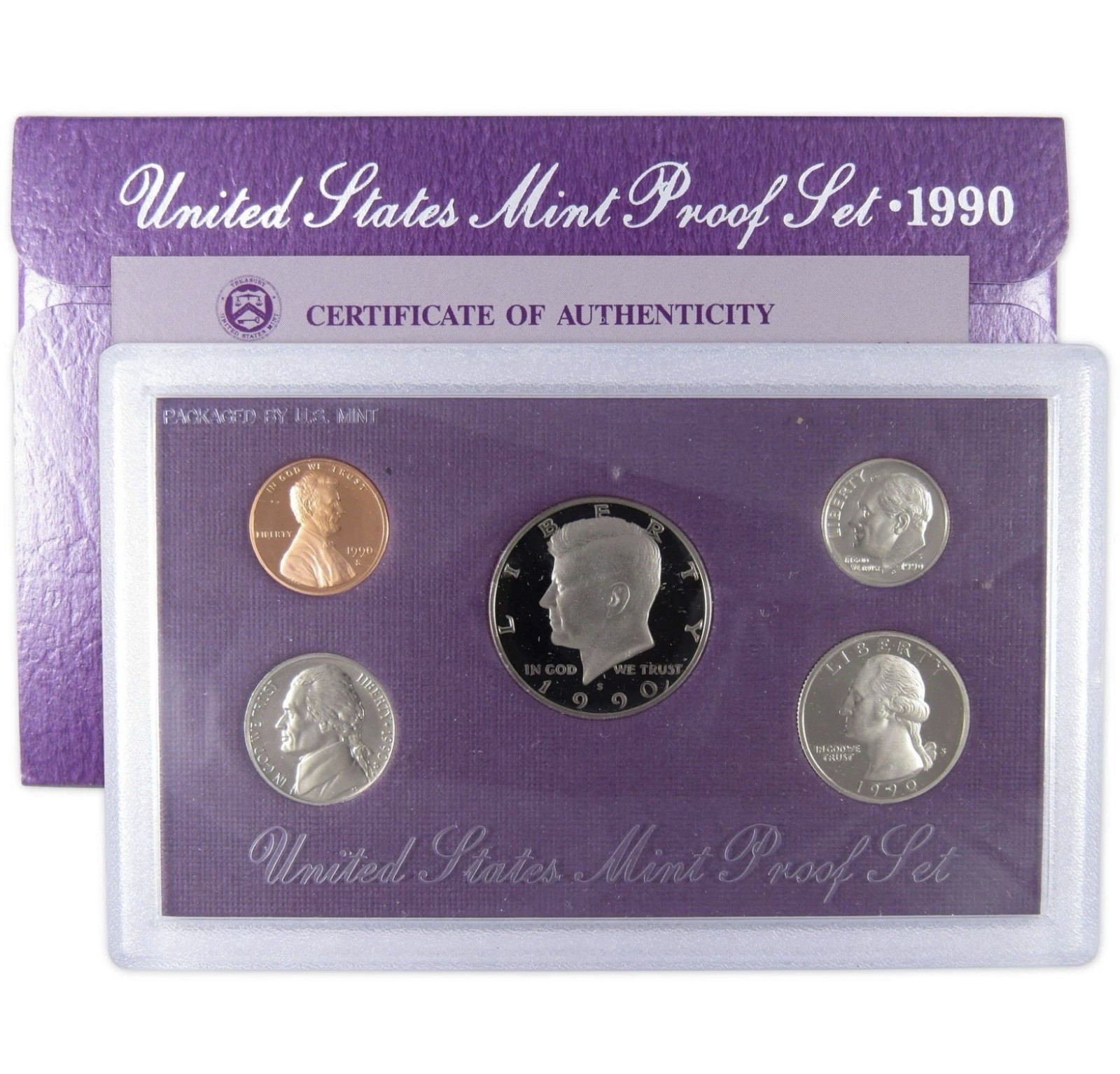 1990 Clad Proof Set U.S. Mint Original Government Packaging OGP COA