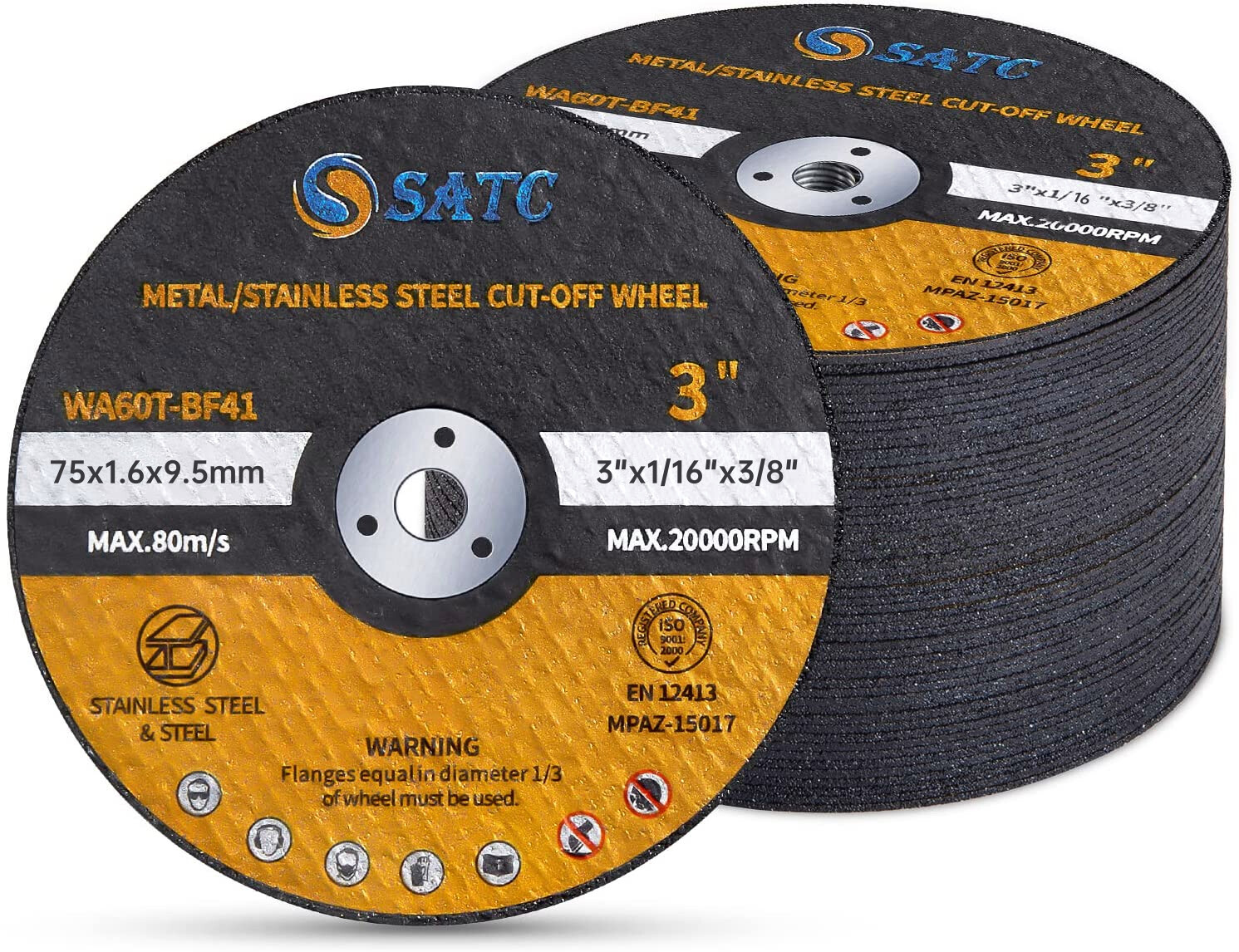 50PCS 3 inch Cut Off Wheels with 3/8" Arbor Metal Cutting Disc Die Grinder Tool