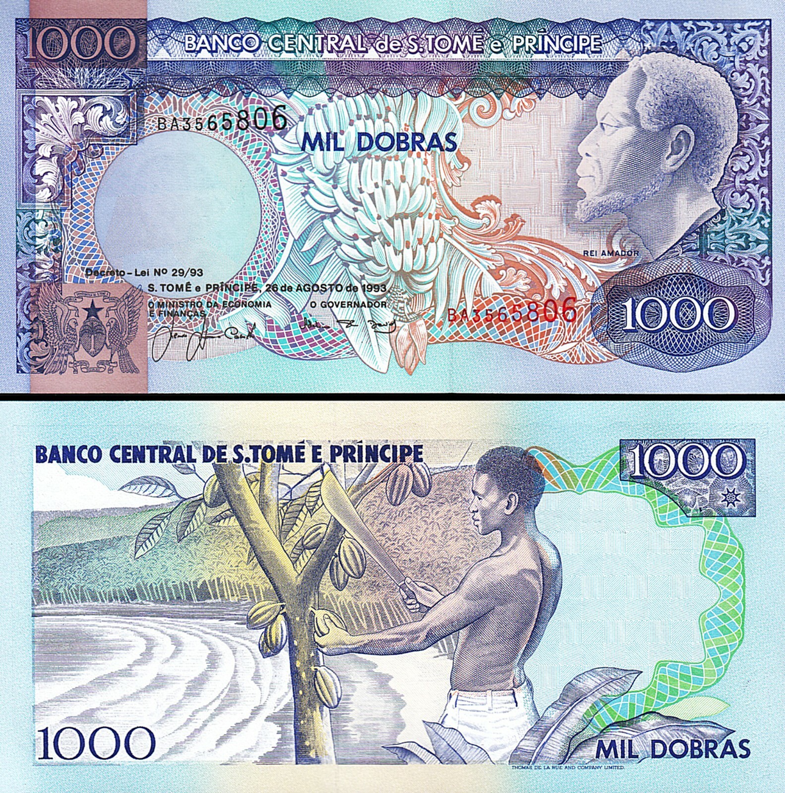 St. Saint Thomas - Sao Tome 1000 Dobras 1993, UNC, P-64