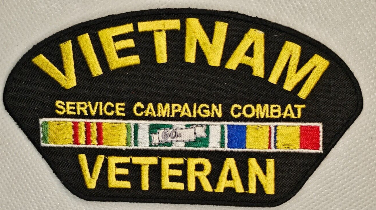 Vietnam Service Campaign Combat Veteran 5 Inch x 2.5 Inch Patch *Made In USA*
