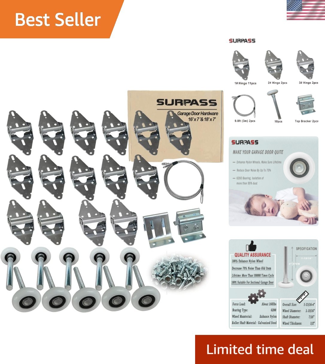 Quality Garage Door Repair Kit:  Rollers and Hinges for Smooth Operation