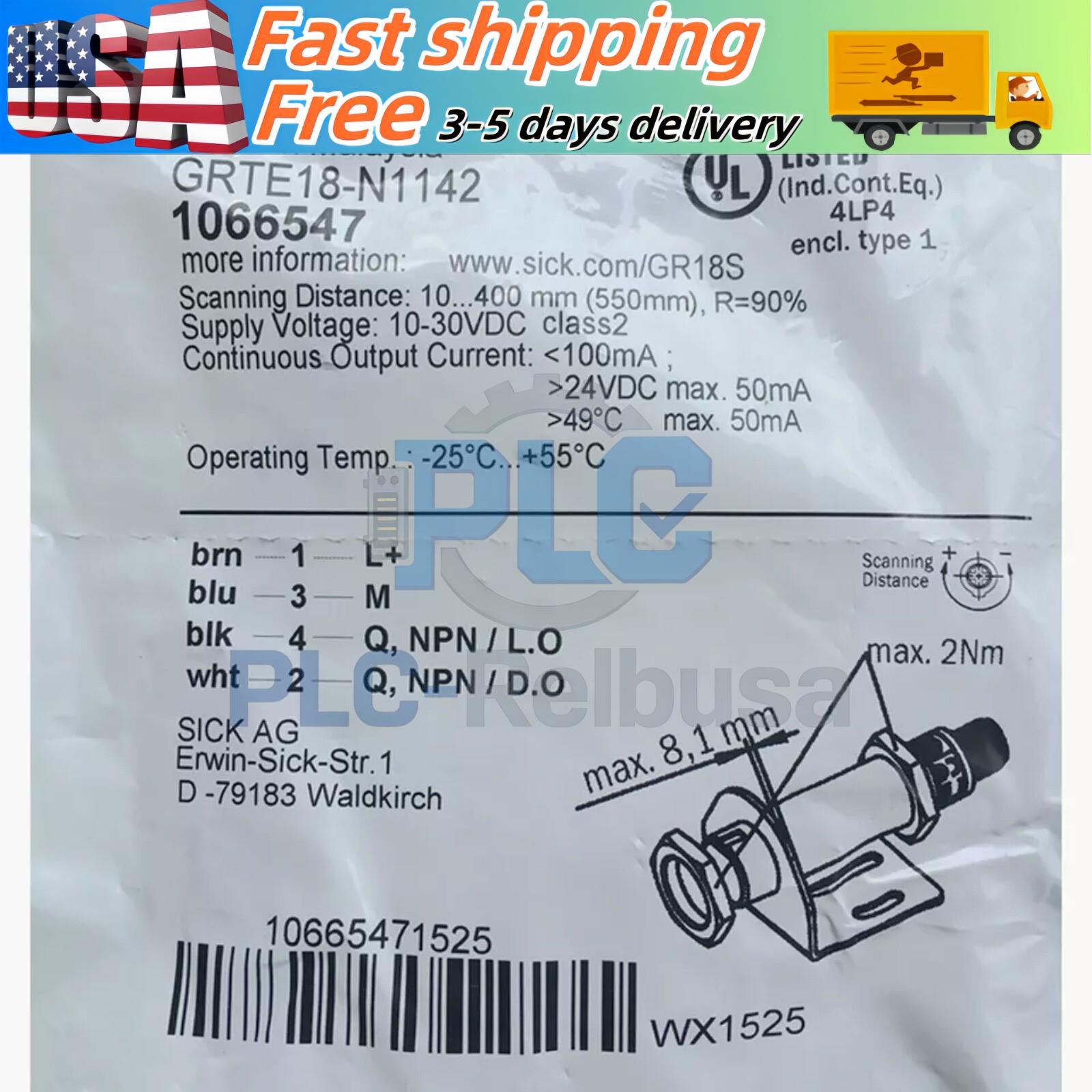 US FREE TAX  SICK GRTE18-N1142 GRTE18N1142 1066547 Photoelectric