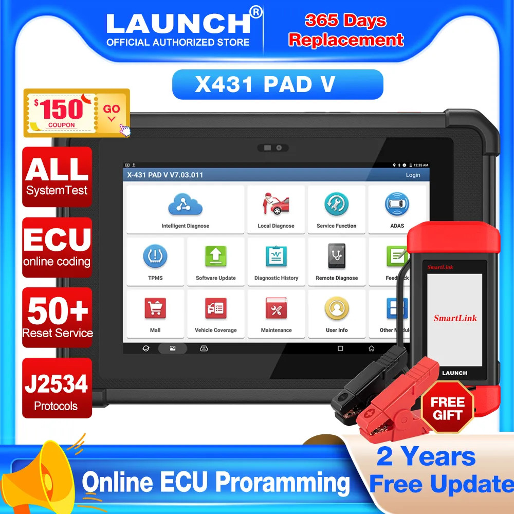 LAUNCH X431 PAD V PAD 5 Truck Car Diagnostic Scanner Tool Programming Key Coding