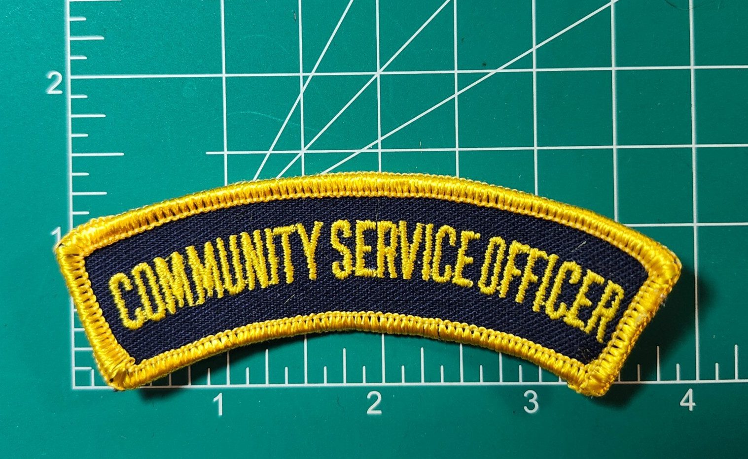 (2) COMMUNITY SERVICE OFFICER 3 7/8" Upper Rocker Patch - GOLD & BLACK "Compact"