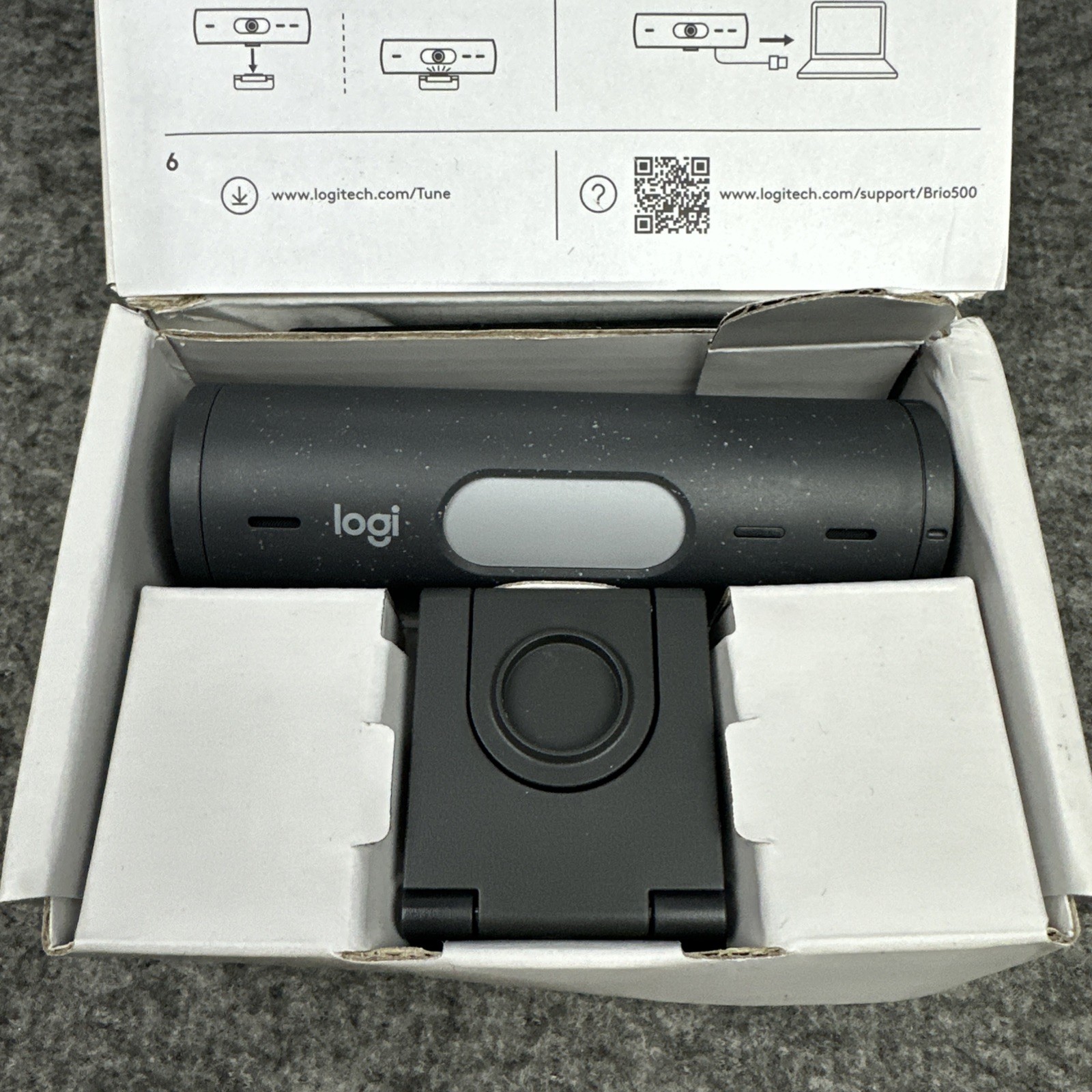Logitech Brio 500 Full HD Webcam with HDR BLACK Speckle (960-001493) BOX DAMAGE
