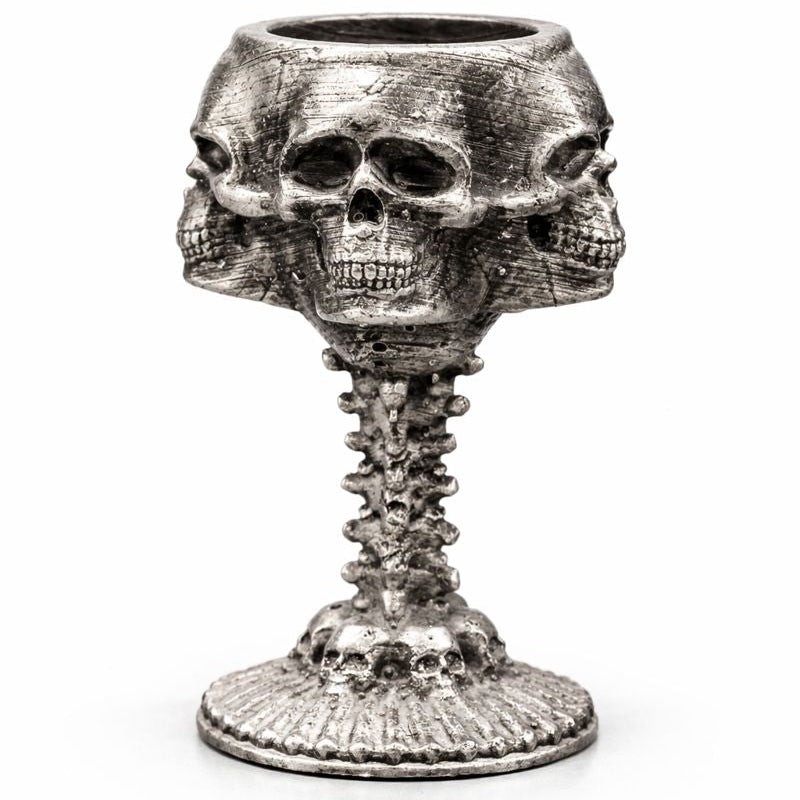 1 oz Gold Spartan 999+ Pure Silver Four Skulls Chalice Statue Luxury Collectible