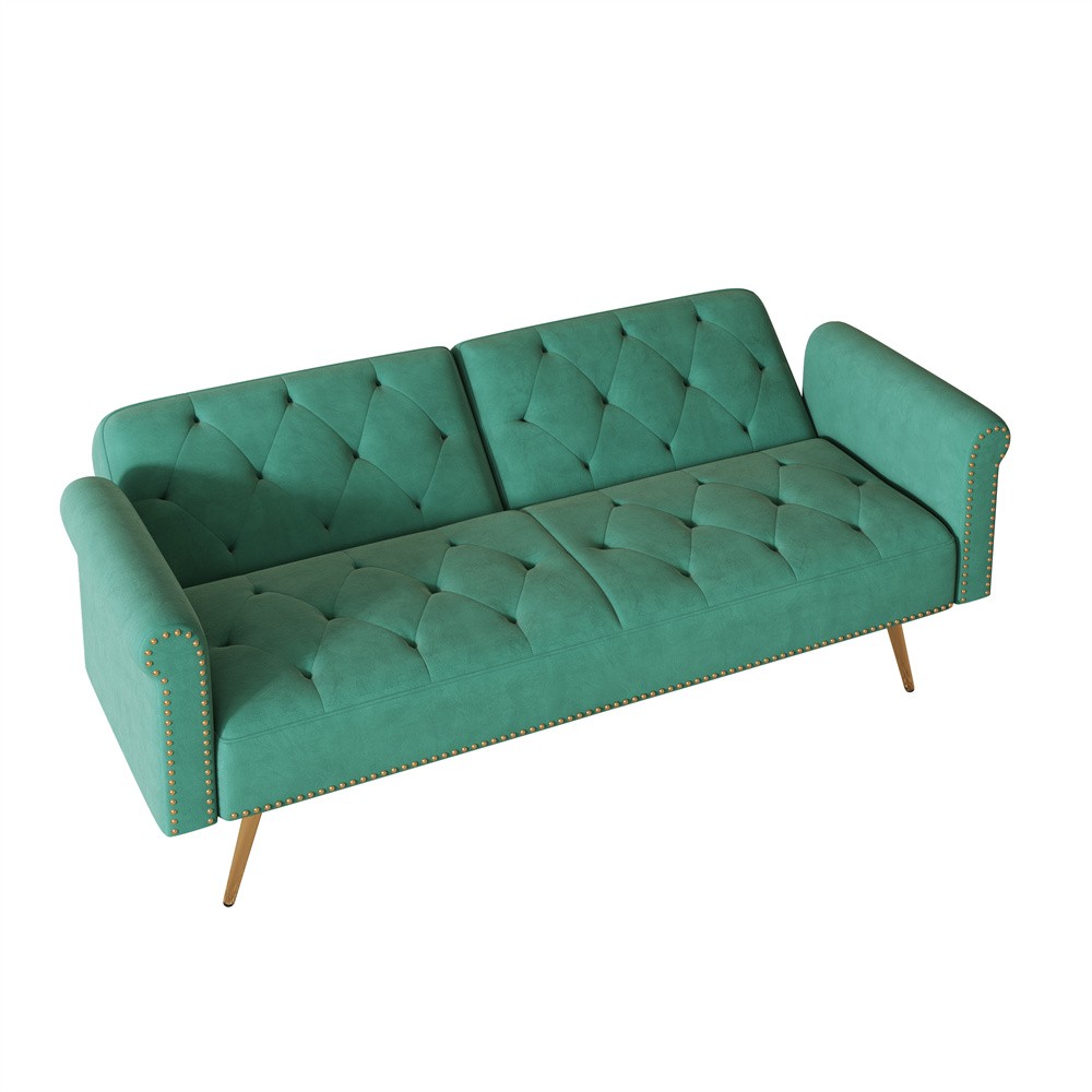 Convertible Sleeper Sofa Bed Velvet Loveseat 2 Seater Sofa Couch Folding Sofa GR
