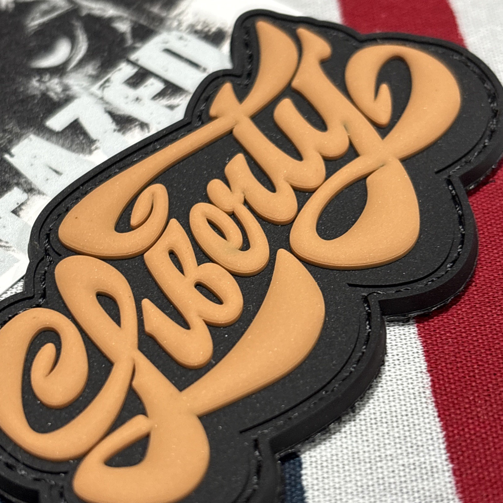 Liberty Blk Brown Morale Tactical Hook & Loop Patch High Quality 3d PVC 2x3”