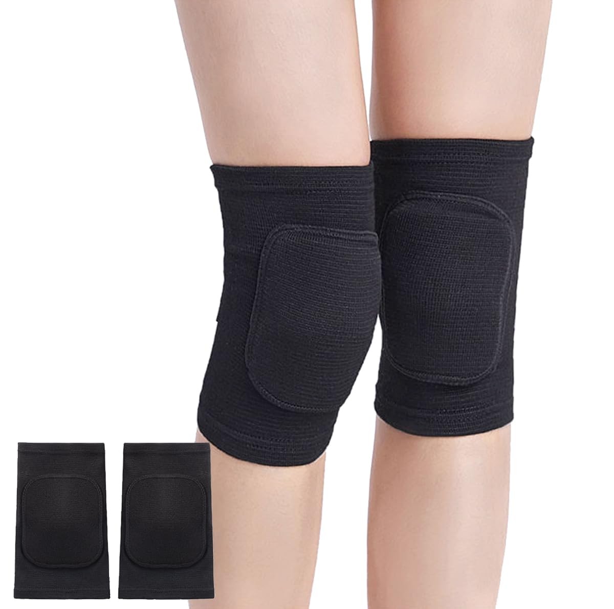 SUJAYU Knee Pads for Women Men, Dance Wrestling Medium, Black