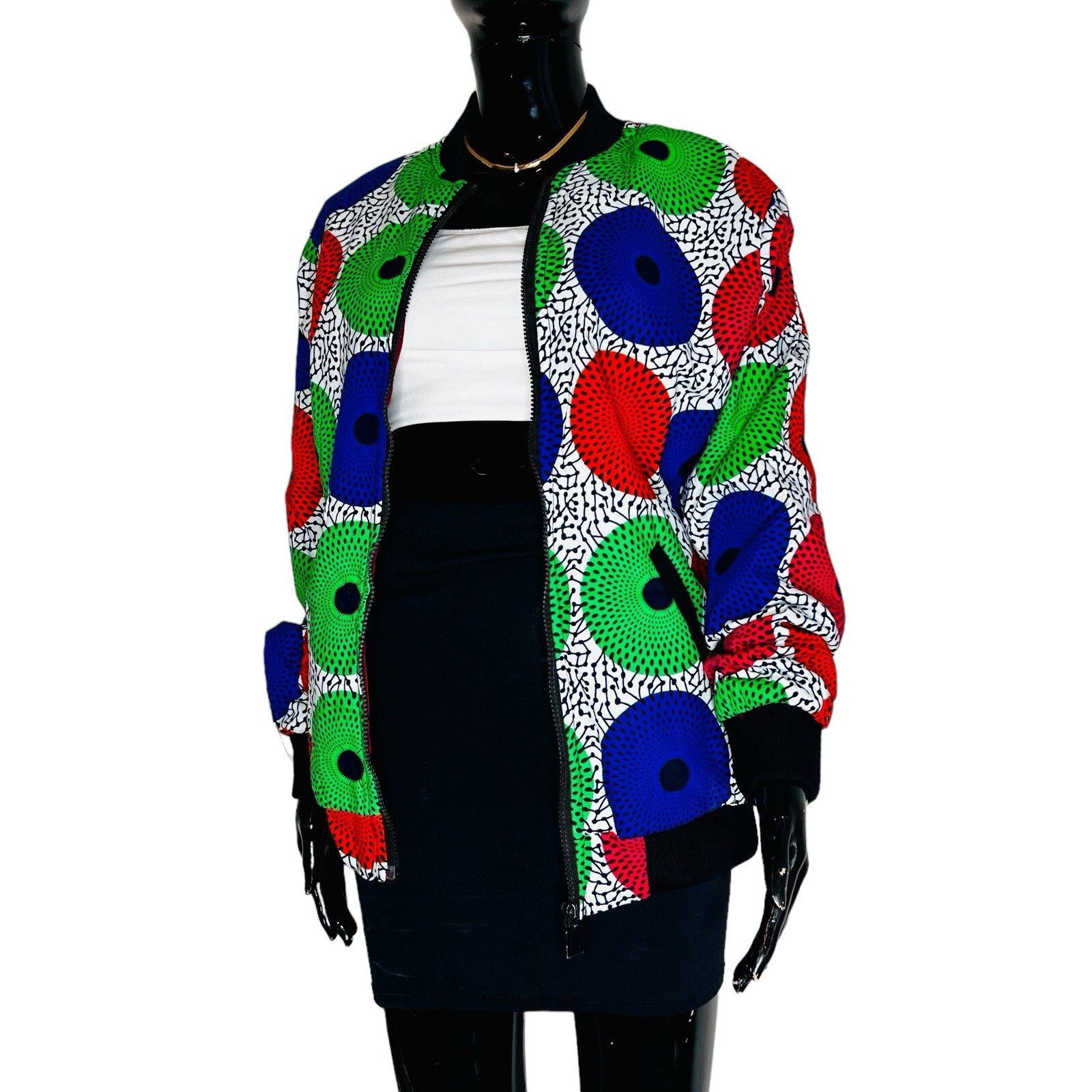 Circular African Print Unisex Multicolor Zip Up Jacket