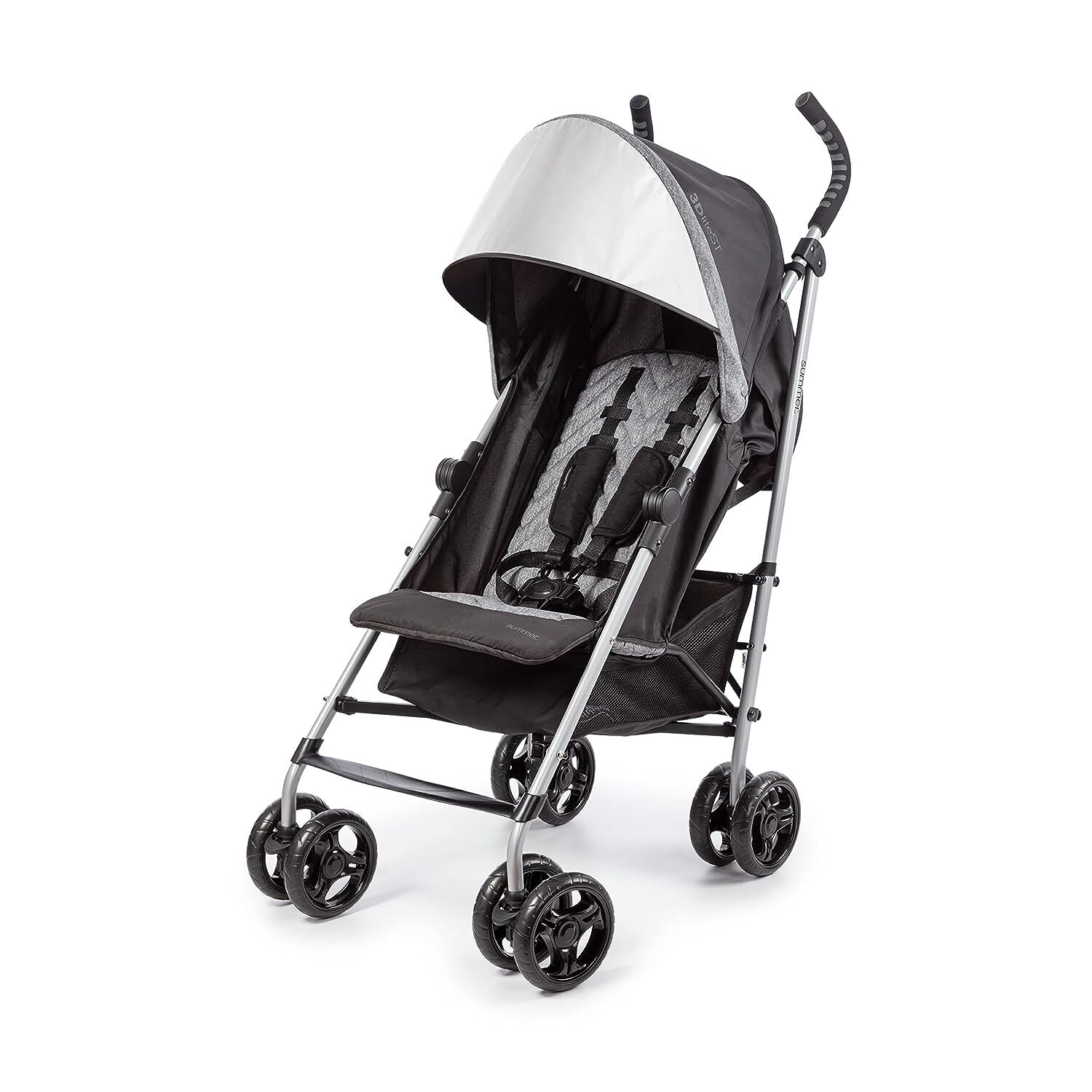 3D Lightweight Mini Stroller w/ Compact Fold Multiposition Recline Canopy &Visor