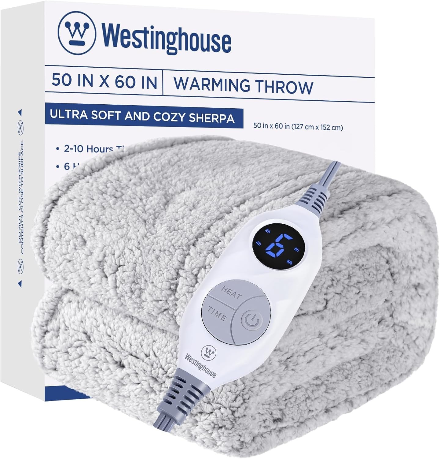 Electric Blanket Throw 50"x60"Soft Plh Sherpa Heated Blanket 6 Heating Levels