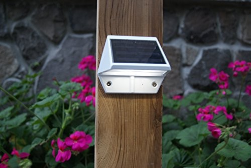 Solar Deck & Wall Lights, Model SL179, White - High Performance, 3.5 x 2.5 x 3