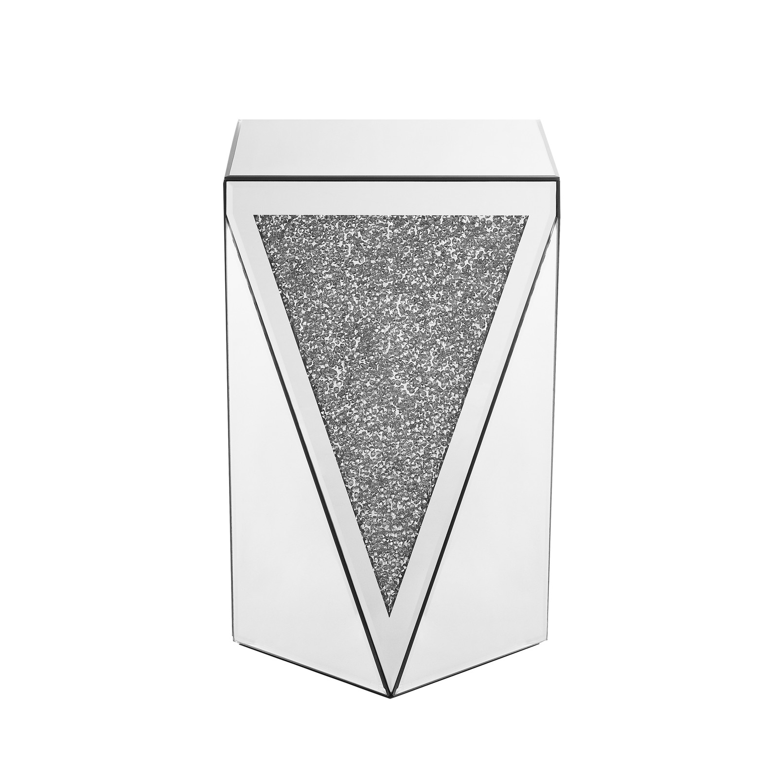 Inverted triangular mirror square table, crystal diamond inlaid coffee table, si