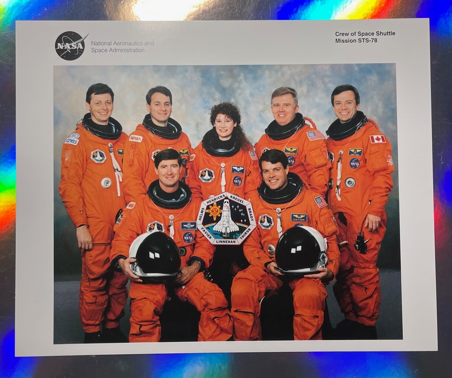 STS-78 MISSION CREW NASA OFFICIAL RELEASED 8 X 10 LITHO