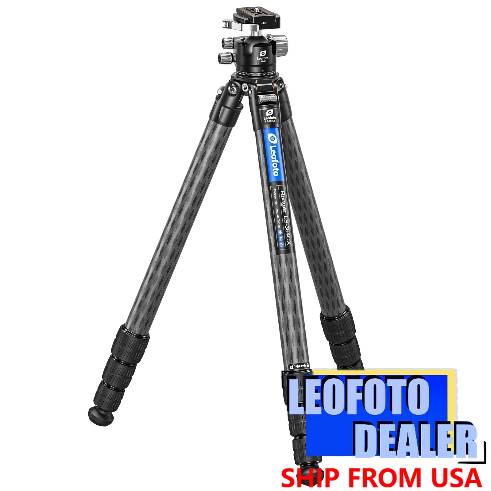 Leofoto LS-364C X Version Ranger Series Tripod + Ballhead Set - LS-364CX+LH-40LR