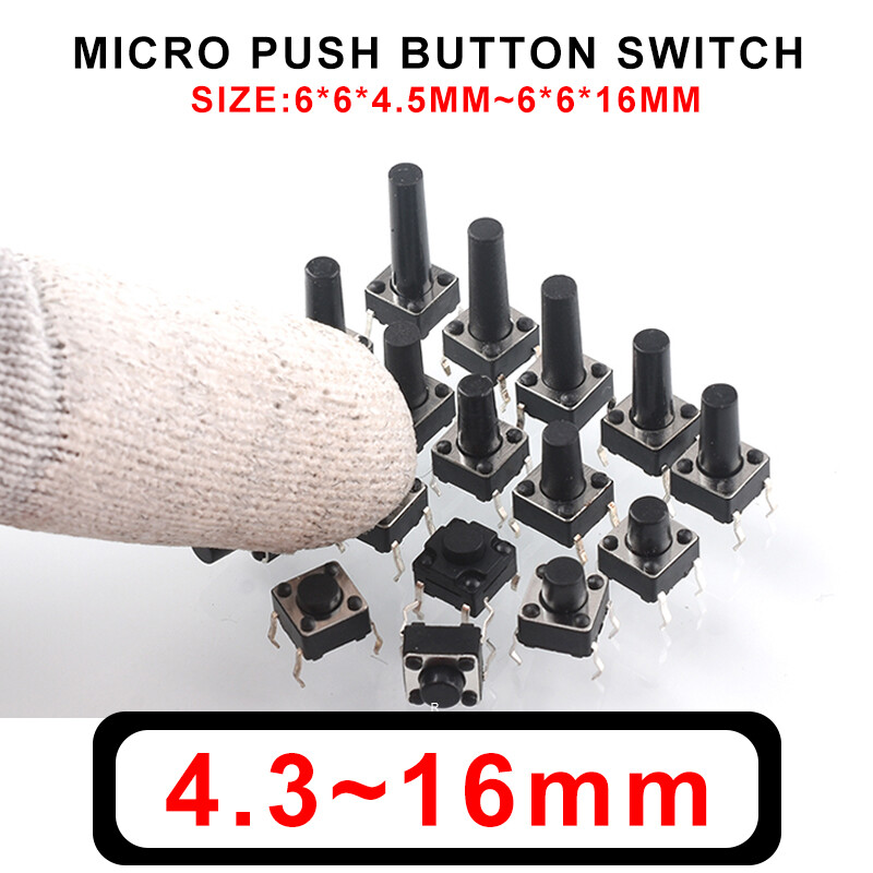 Micro Push Button Switch Small Mini Momentary Tactile 4.3mm/4.5mm/5mm/5.5mm~16mm
