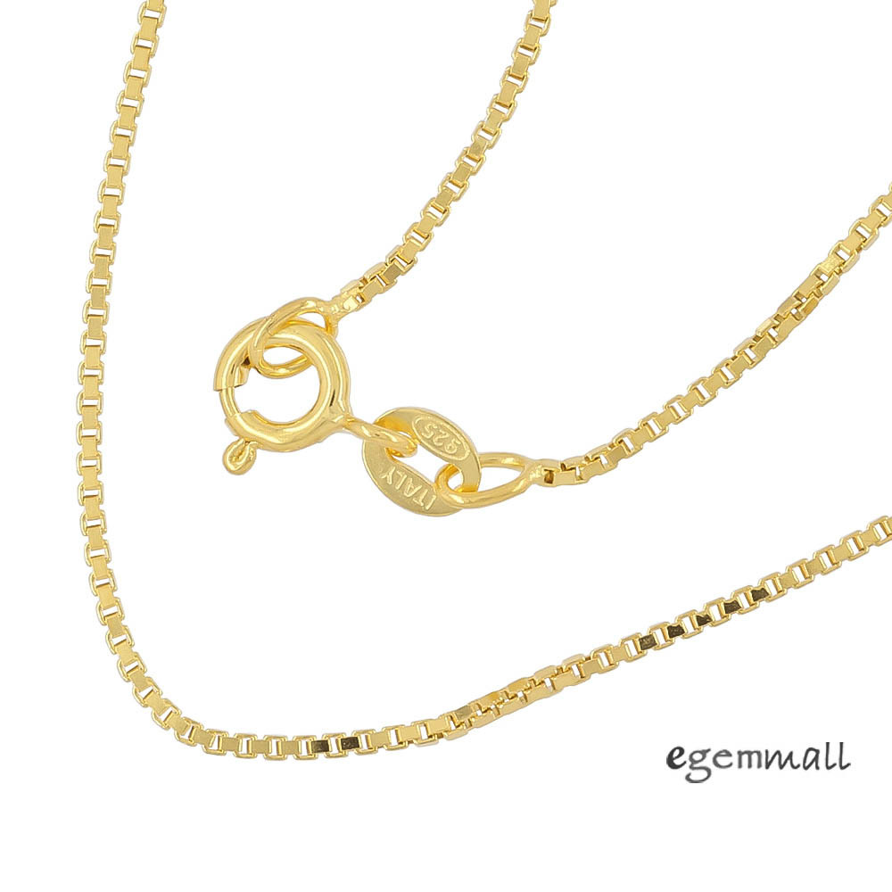 16" Gold Plated Italian Sterling Silver Box Chain Necklace 1.0mm #99523