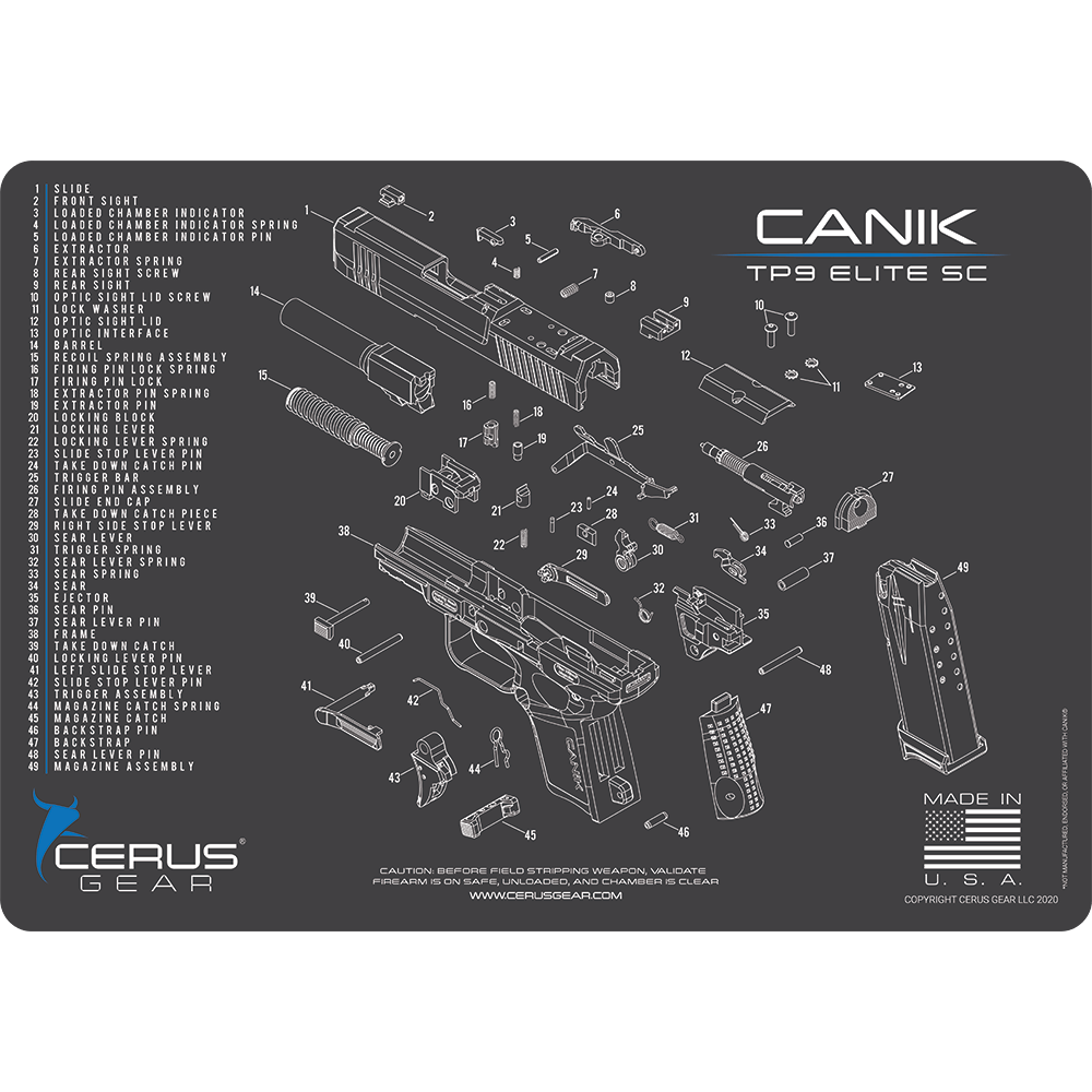 For CANIK® TP9 ELITE SC PRO MAT Handgun Gun Cleaning Mat Cerus Gear