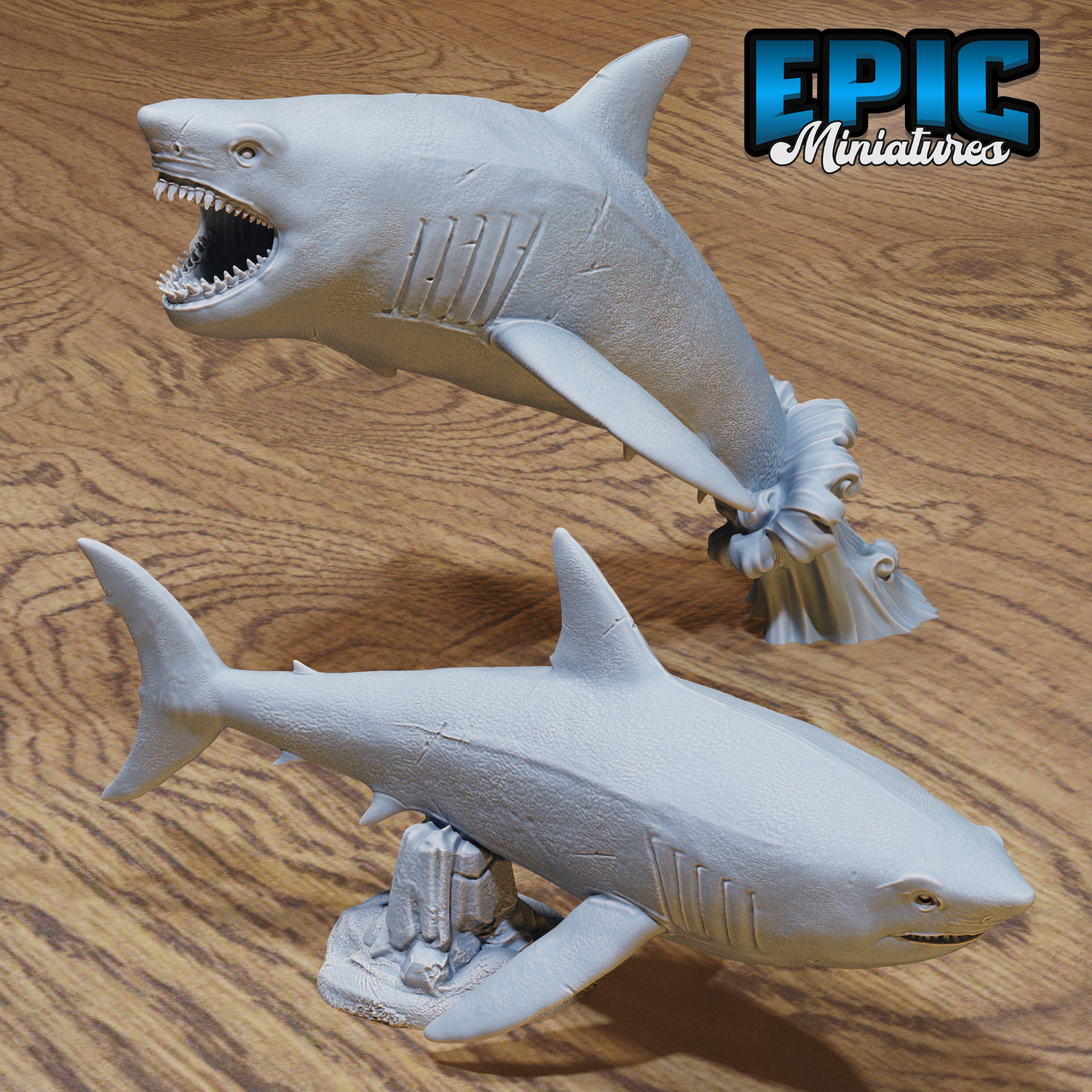 Great White Shark 3D Print D&D Tabletop Gaming Figure - Epic Miniatures
