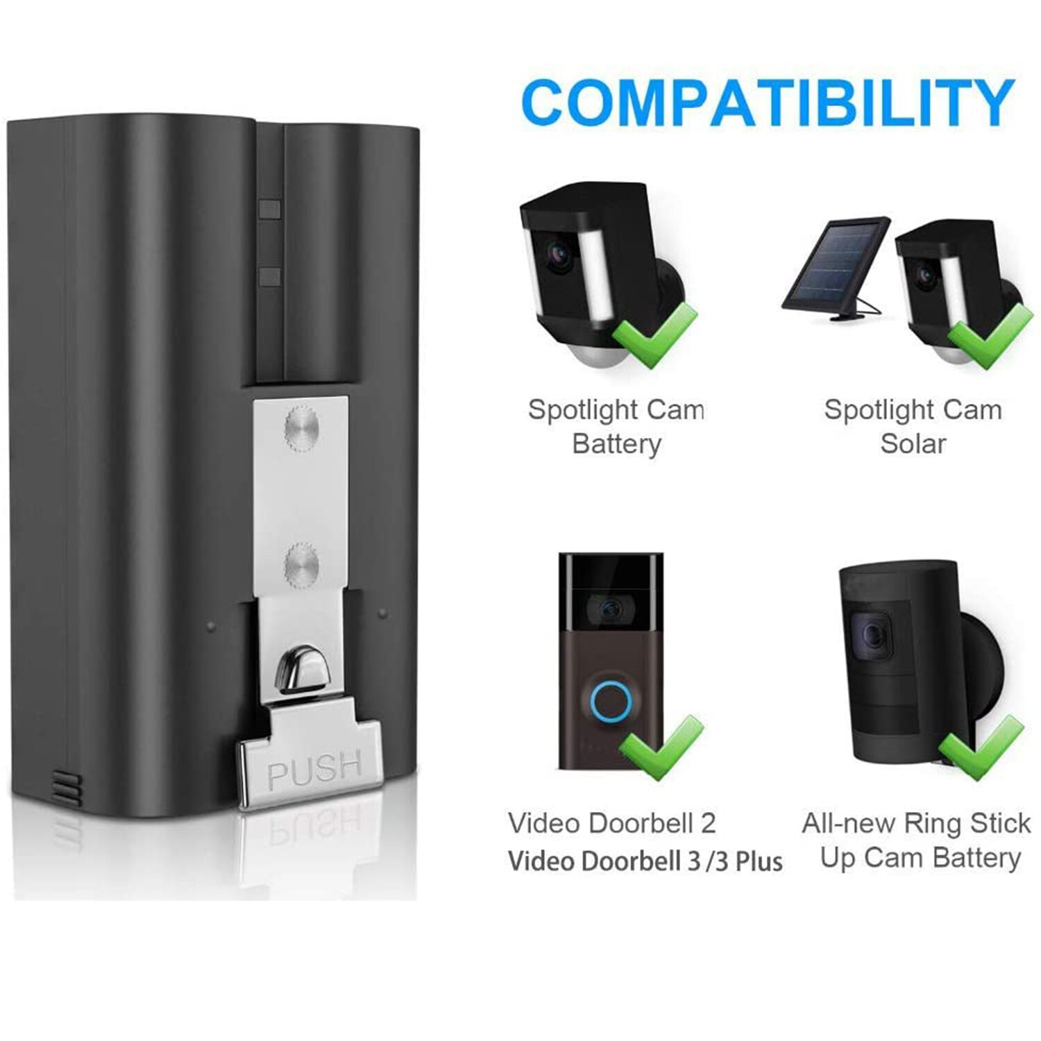 Rechargeable Ring Battery for Video Doorbell Camera 2/3/4 Spotlight Camera 3.65V