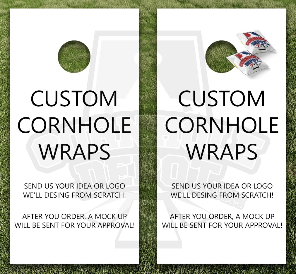 Custom Logo, Sports, Any Design Cornhole Board Vinyl Wrap Skins Laminated Decals