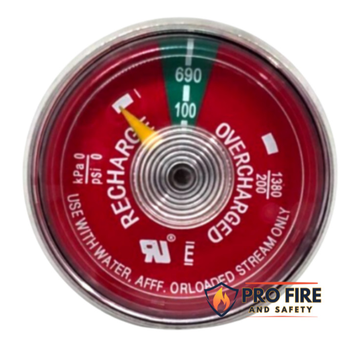 Amerex Water Fire Extinguisher 100 PSI Pressure Gauge