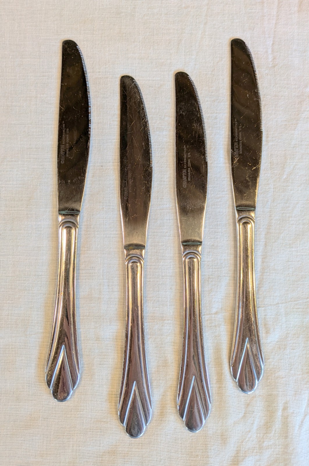 4 pcs Hampton Silversmiths ROSE Solid Knives Stainless Steel 8 3/4"