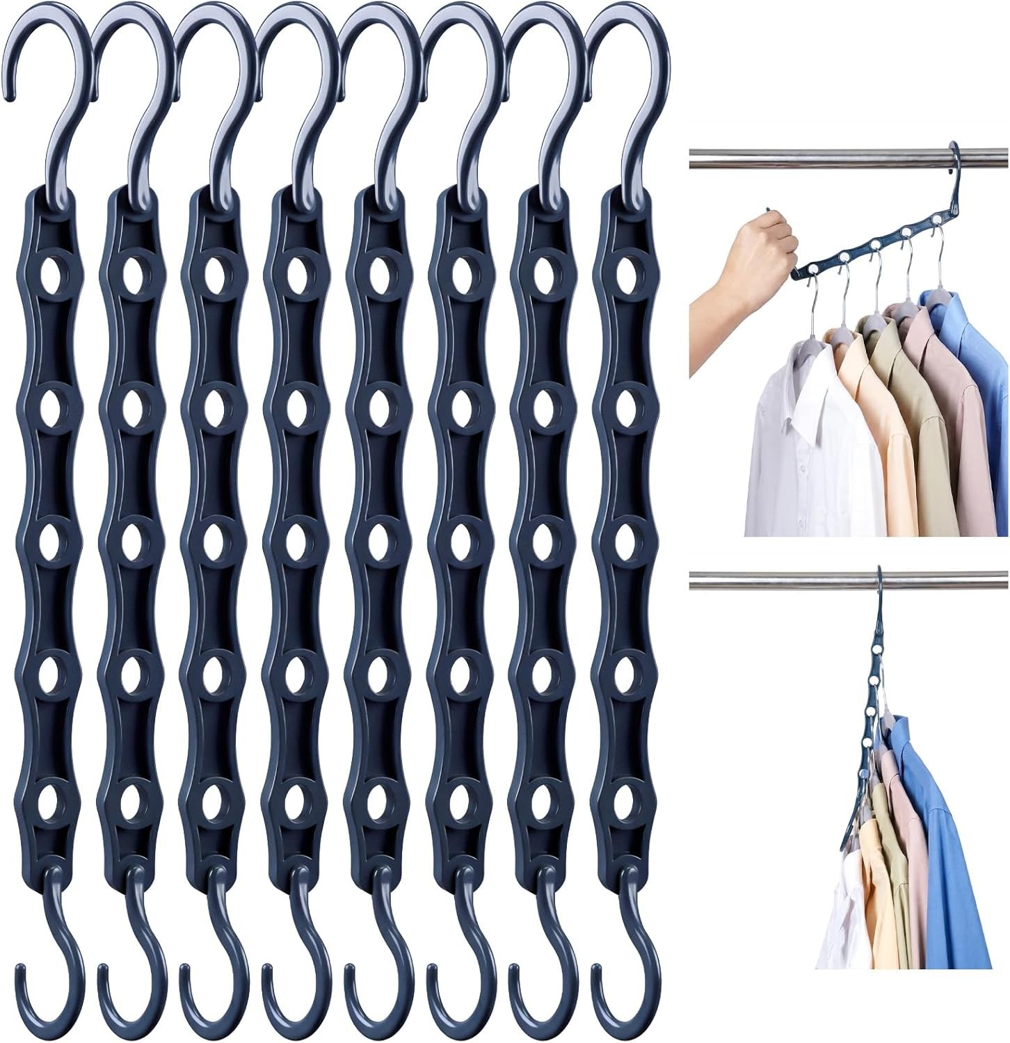 Misty Blue 10 Pack Closet Organizers - Space-Saving Hanger Solutions