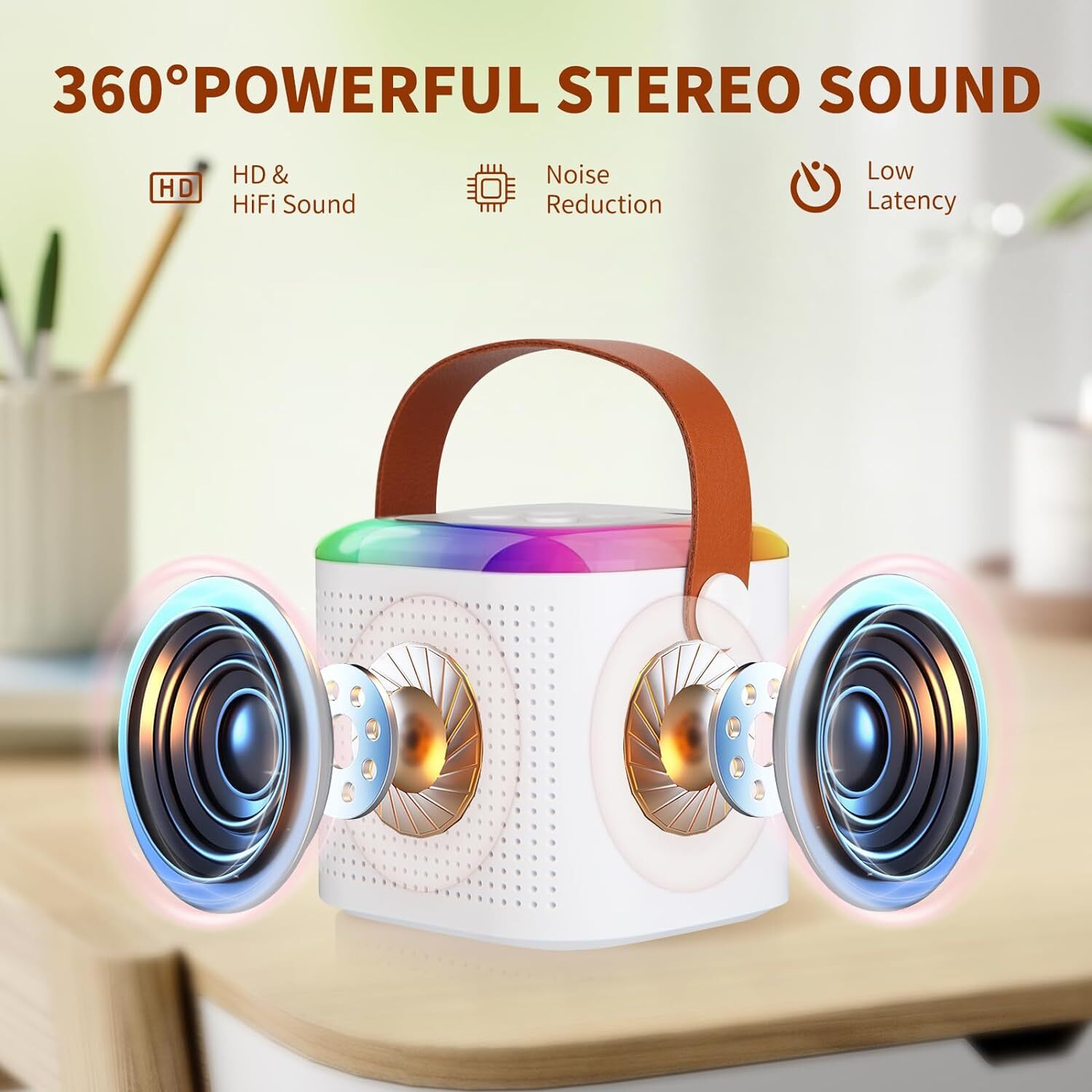 Mini Kids Karaoke Machine Portable Bluetooth Speaker with 2 Wireless Microphone