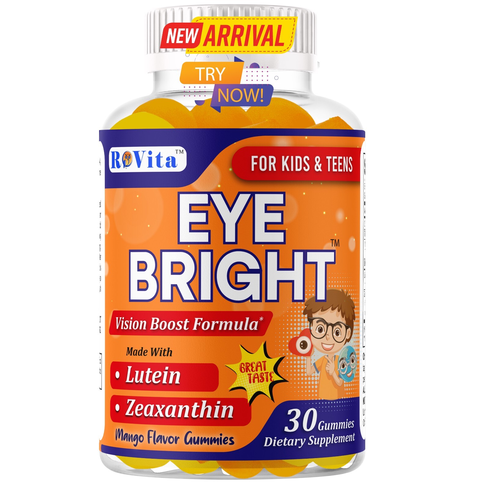Kids Eye Health Gummies with Lutein Zeaxanthin Vision Support 30 Gummy