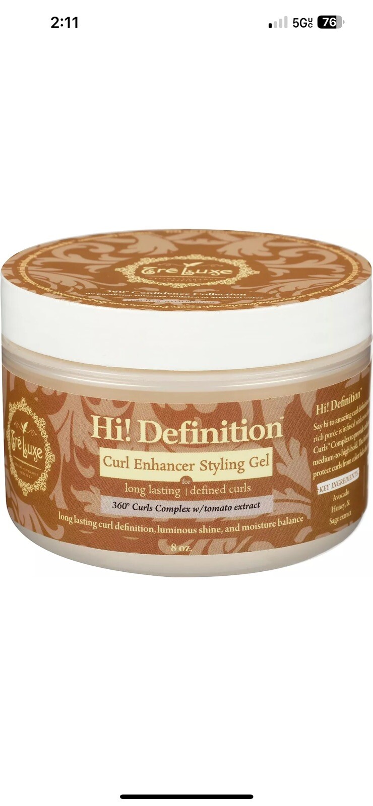 TreLuxe Hi! Definition Curl Enhancer Styling Gel 8 oz.