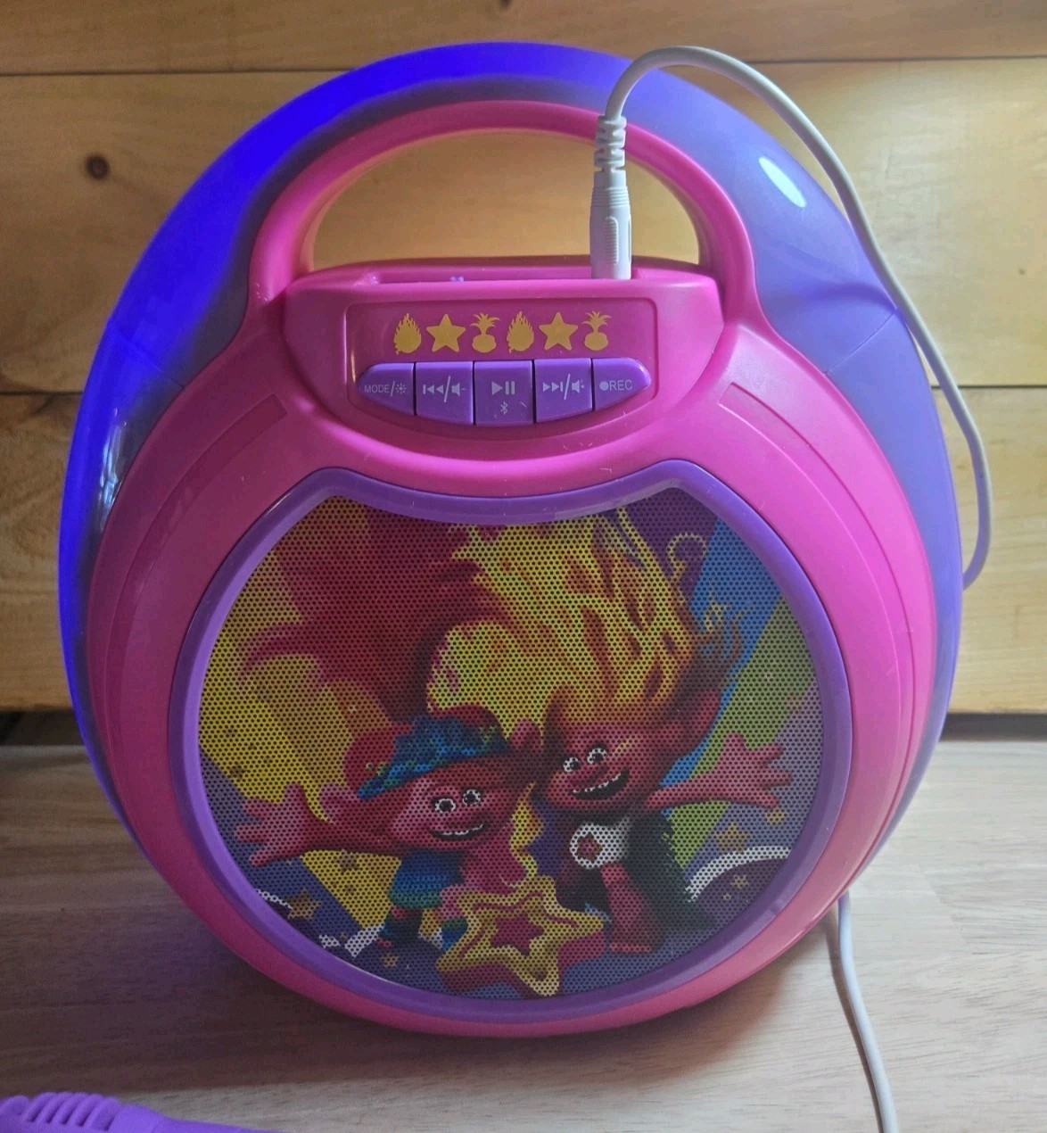 Trolls Movie Karaoke Machine Bluetooth LED Light Show Store/Record MP3 Tested!