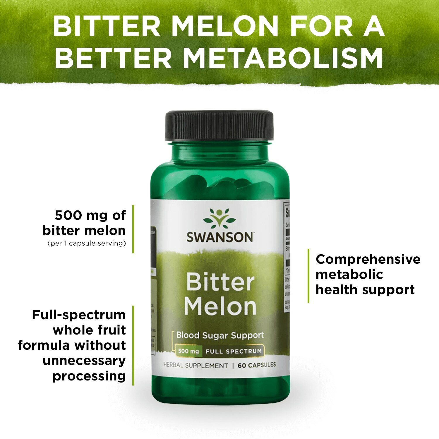 Swanson Herbal Supplements Full Spectrum Bitter Melon 500 mg Capsule 60ct