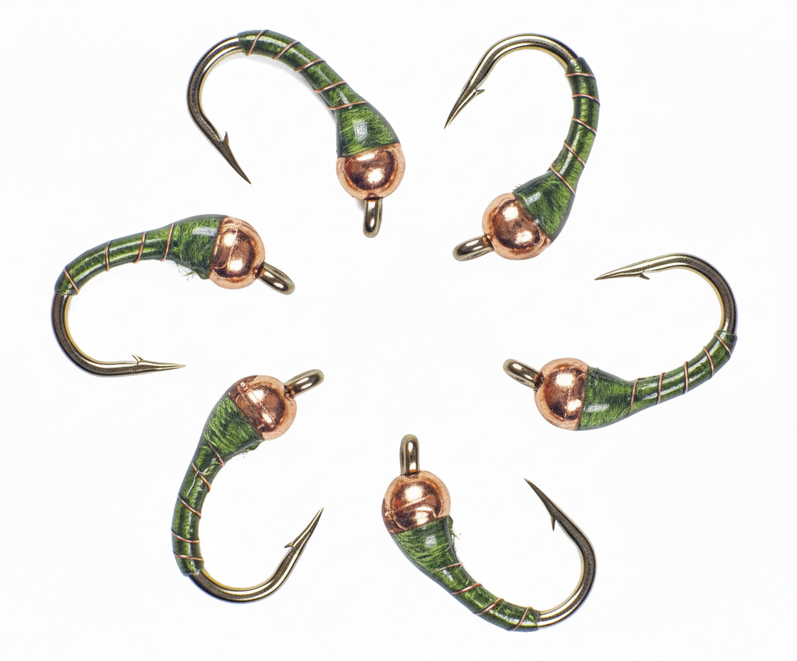 Zebra Midge Tungsten Nymphs Copper Olive - Premium Trout Fly Fishing Flies
