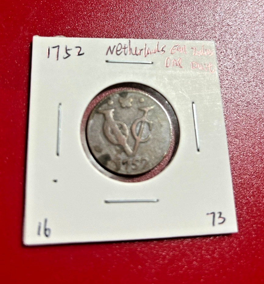 1752 NETHERLANDS EAST INDIES ONE DUIT COIN - NICE WORLD COIN !!!