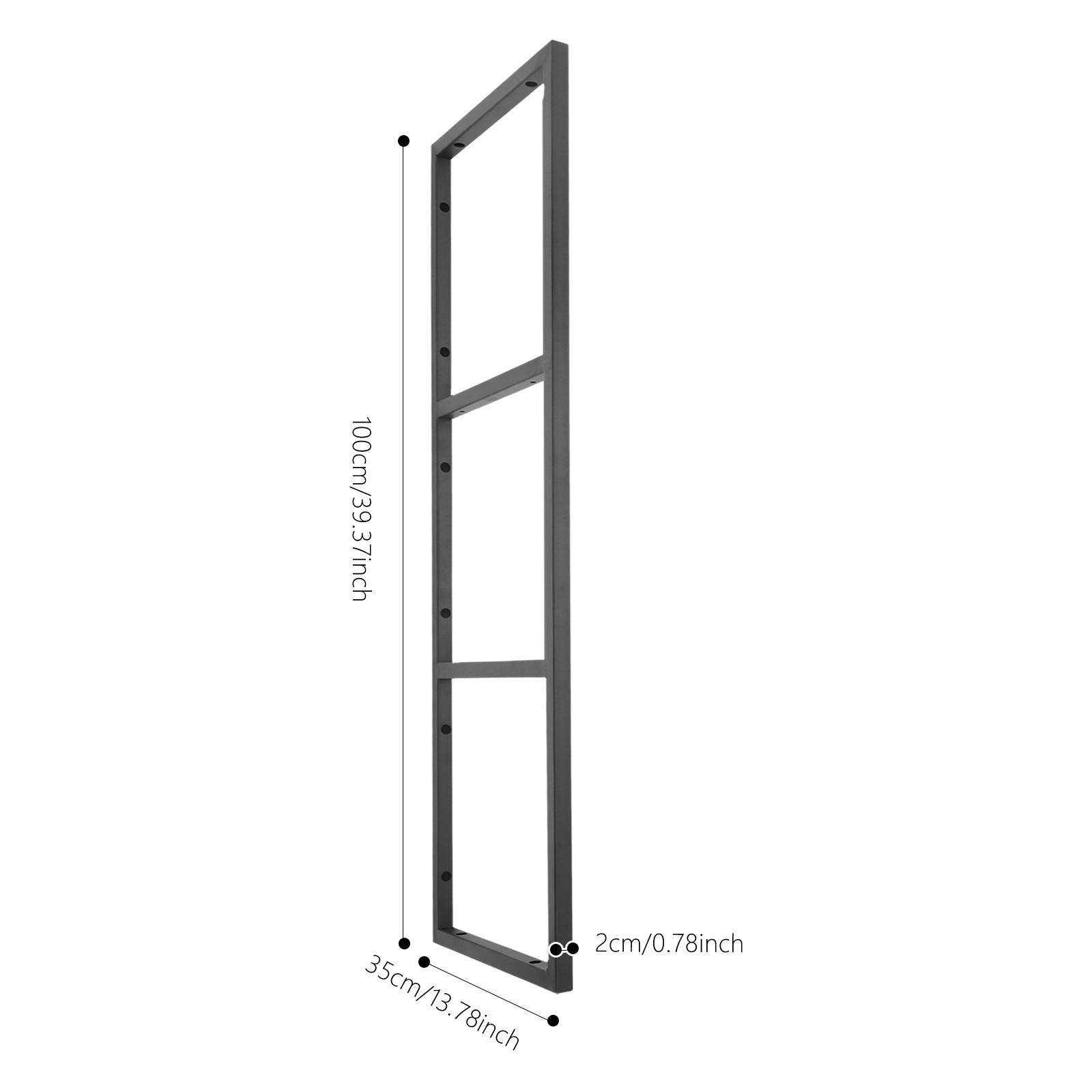 3-Tier Rectangular Shelf Bracket Wall/Floor/Ceiling Mount Storage Shelving Brack