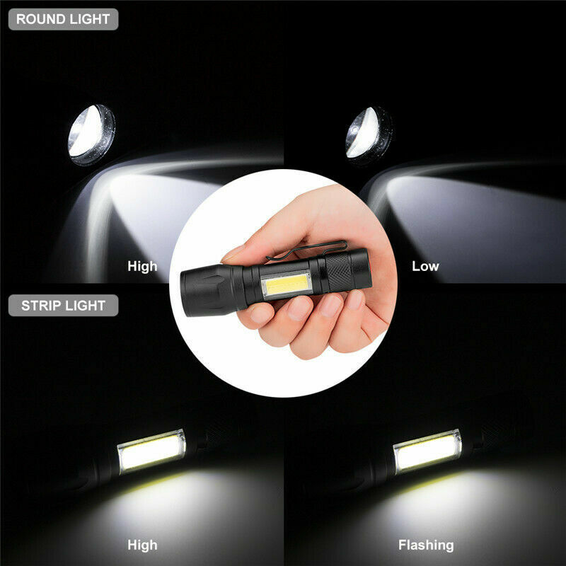 2 Pack LED Super Bright Flashlight Rechargeable Torch Tactical Lamp USB+ Battery
