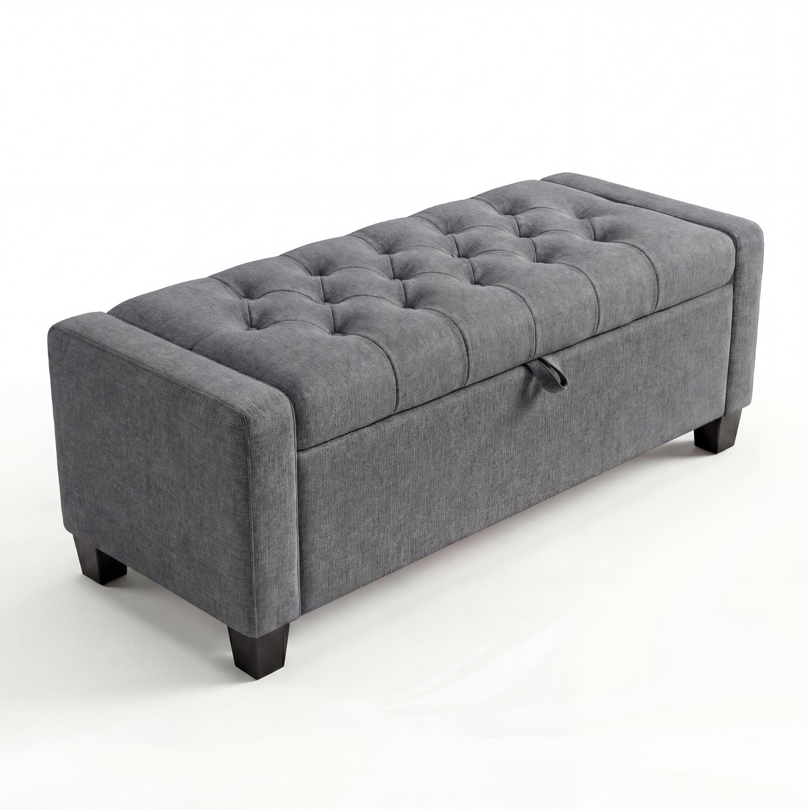 51" Storage Ottoman Bench, Upholstered End of Bed Bench for Bedroom Gray