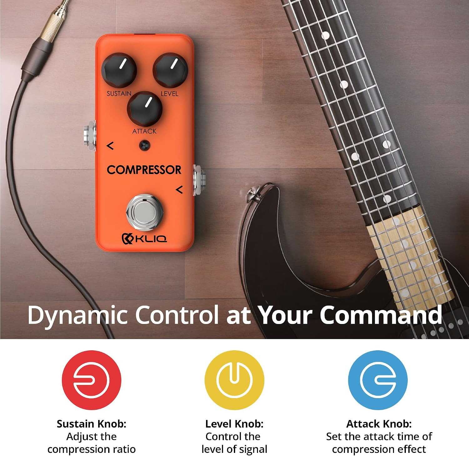 KLIQ Tiny-Compressor Effect Pedal for Guitar & Bass