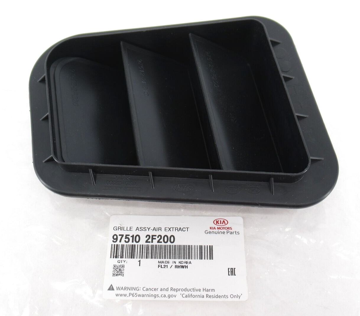 Genuine OEM Kia 97510 2F200 Quarter Panel Air Pressure Vent Assembly