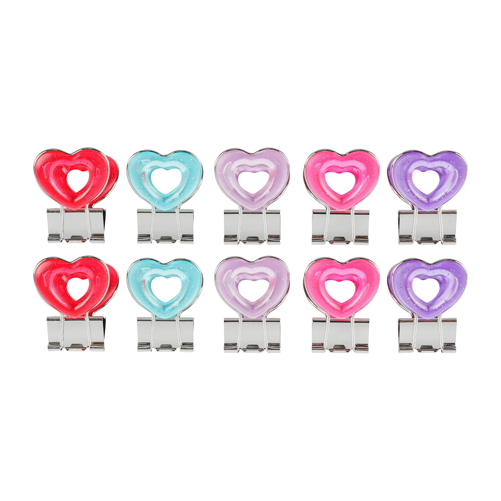 Clear Heart Metal Binder 1 inch Clips Photo 10 Pcs/SetCute Binder Kawai Clip