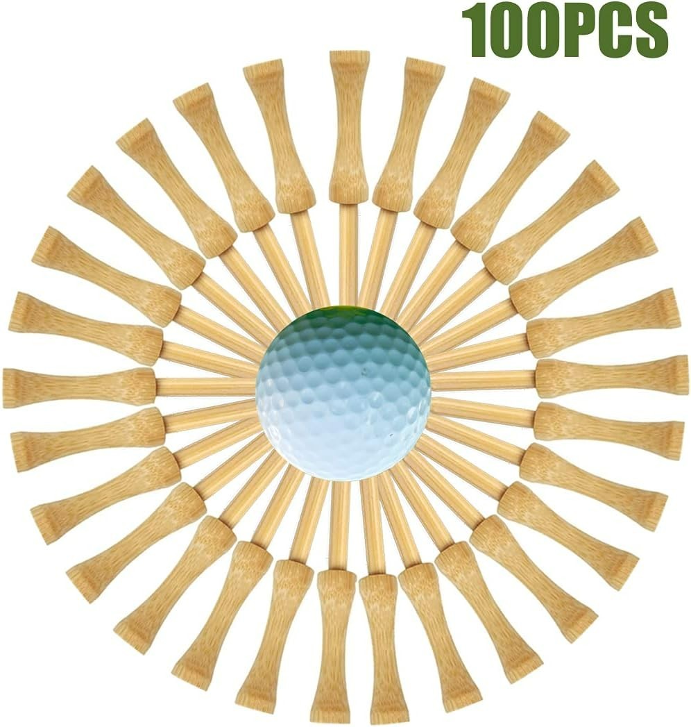 100 Pack Bamboo Step Down Golf Tees - Durable & Eco-Friendly Performance